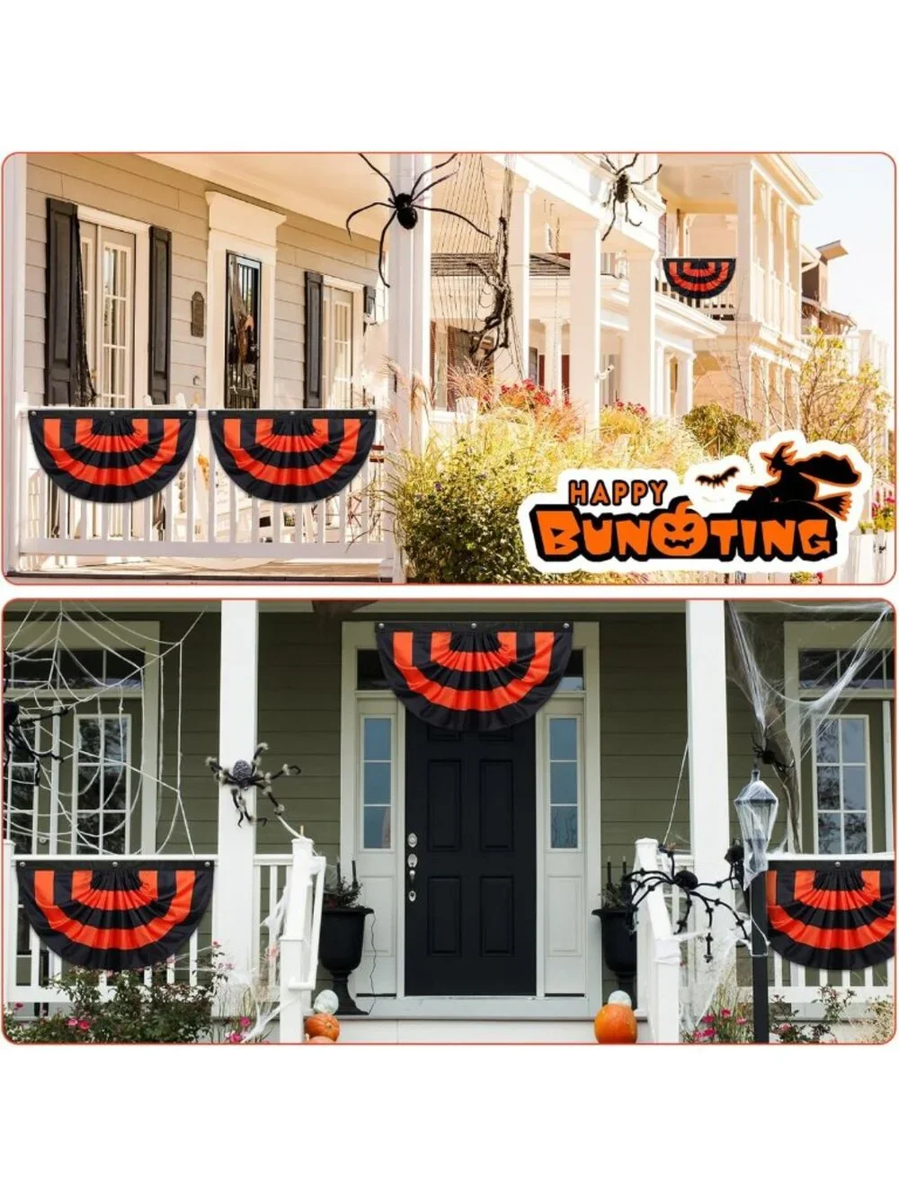 6 Pcs Halloween Flag Bunting - 3x6 ft Pleated Banner for Indoor/Outdoor Decor